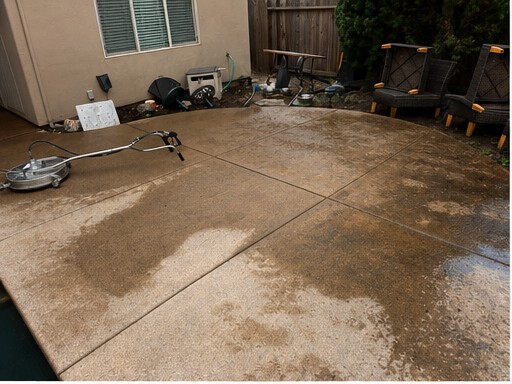 Patio pressure wash before