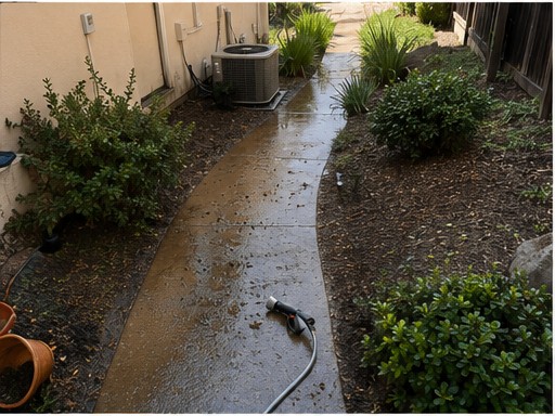 Side walkway — before & after — before